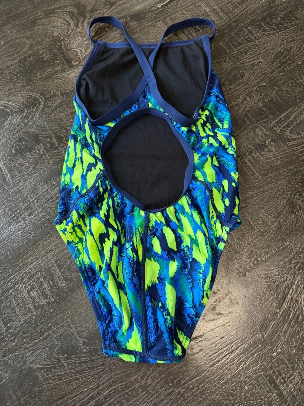 TYR Kids Blue and Neon Green One-Piece Swimsuit